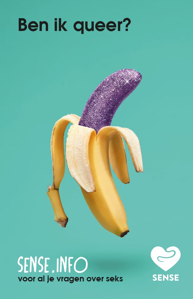Sense.info promokaartje met de tekst: ben ik queer?