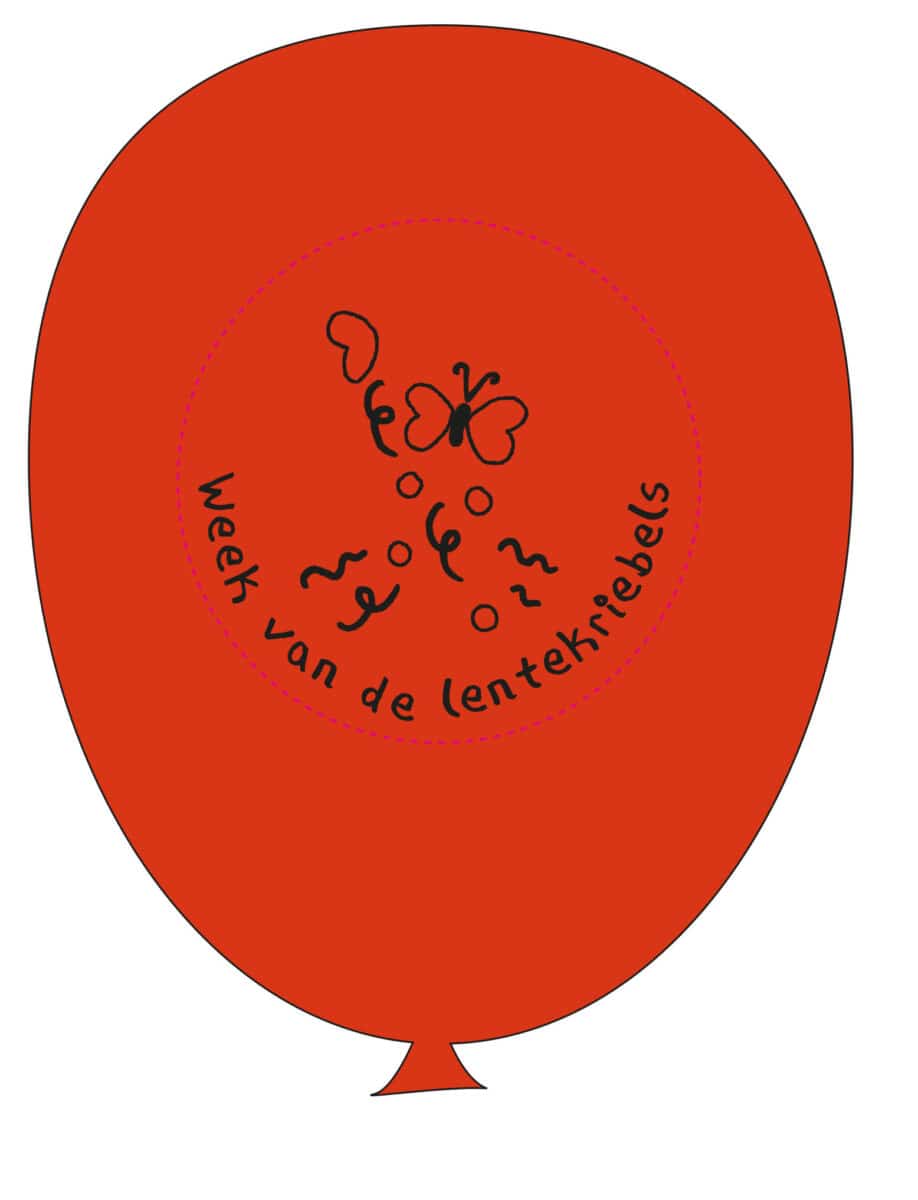 rode ballon met als opdruk vlinders en de tekst 'week van de lentekriebels'